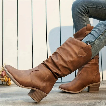 Bottes hautes en cuir skinny à talons hauts pour femmes