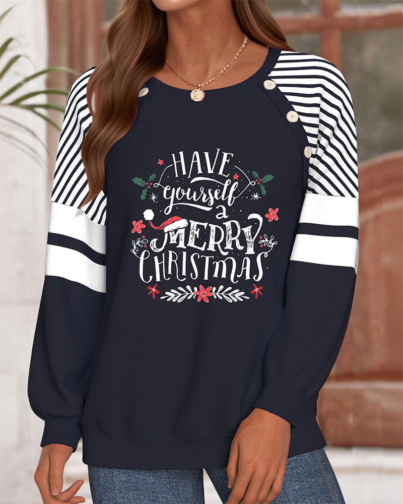 T-shirt de Noël à col rond imprimé