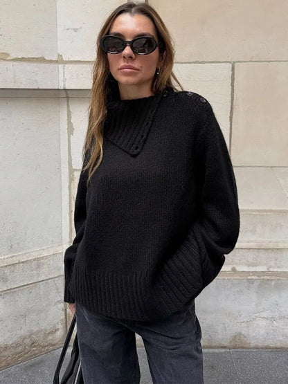 Pull confortable, col montant, coupe décontractée