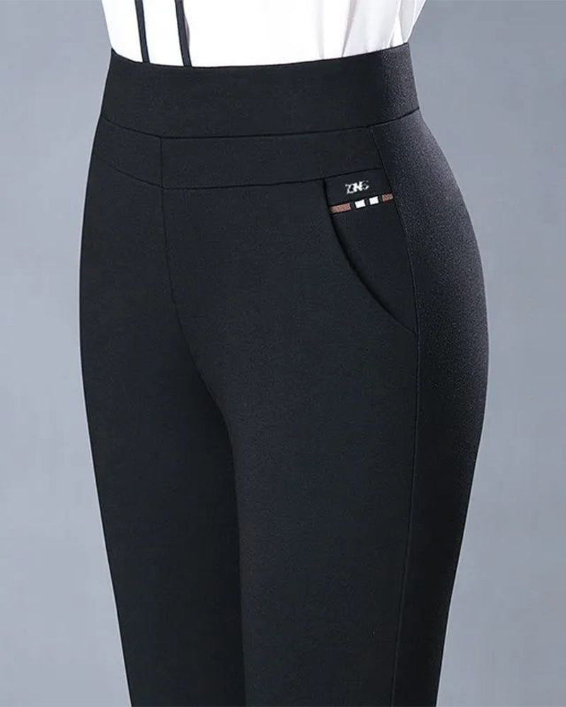 Pantalon femme de haute qualité, taille haute avec poches