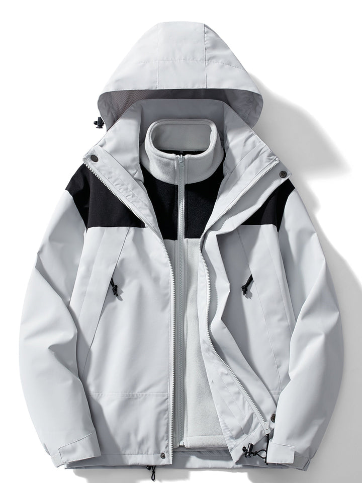 Veste imperméable outdoor 3-en-1 Veste coupe-vent fonctionnelle Capuche amovible