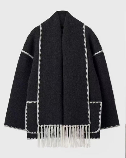 Eleganter Wollmantel Hepburn Stil Damencape - IdealeKleiden