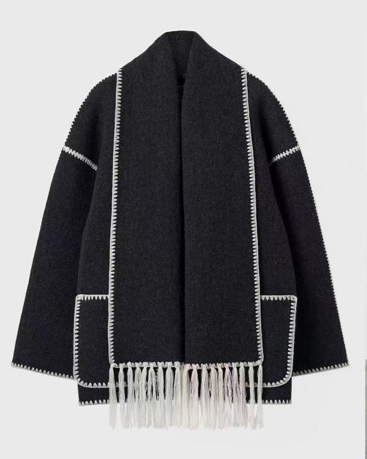 Klassischer Wollmantel Elegant Hepburn Stil Damencape - IdealeKleiden