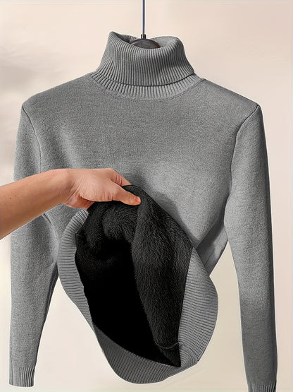Pull-over d'hiver à col roulé doux et chaud