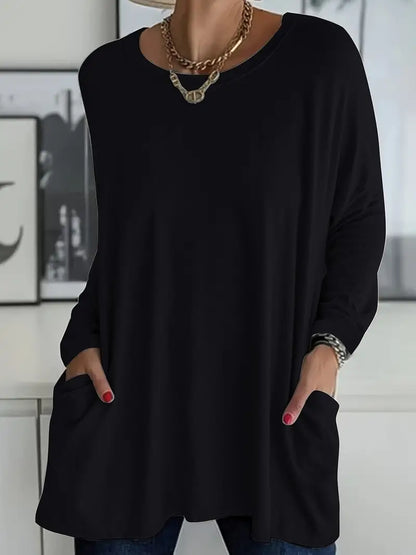Damen Lockeres Langarmshirt Elegante Bluse - IdealeKleiden