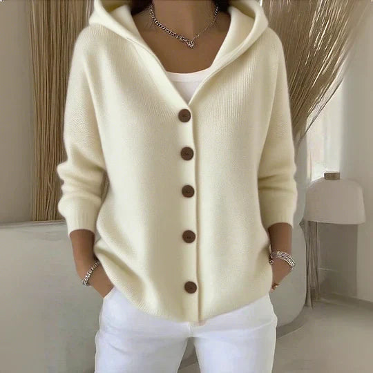 Cardigan douillet à capuche et boutons