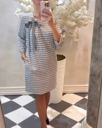 Robe élégante motif pied-de-poule