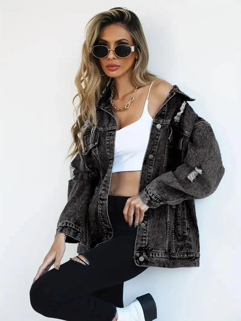 Veste en jean oversize tendance pour femme