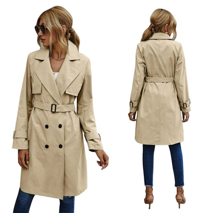 Trench-coat classique double boutonnage pour femme