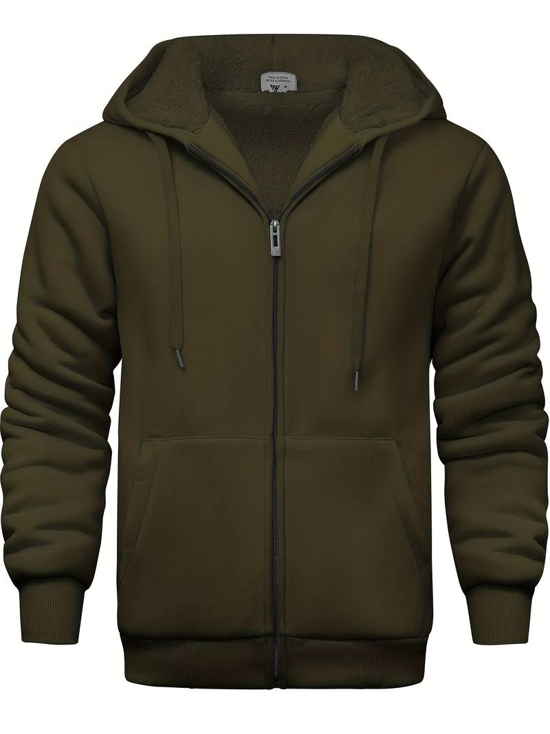 Pull à capuche uni avec fermeture éclair moderne