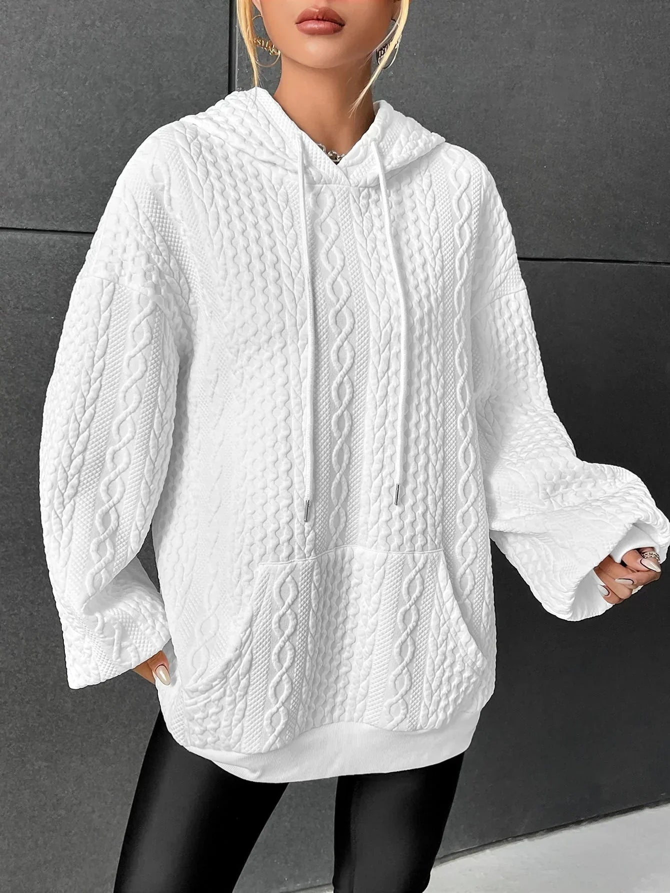 Pull surdimensionné capuche cordon de serrage oversize