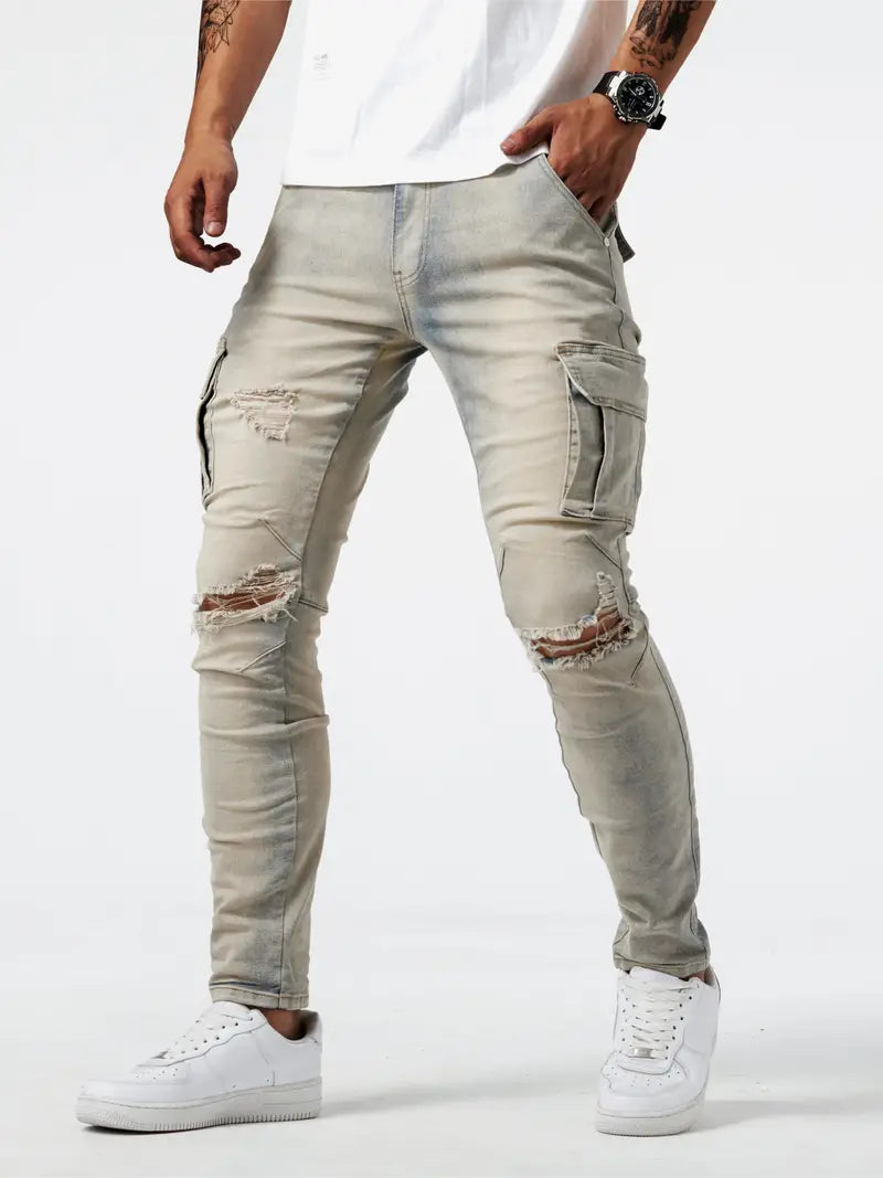 Jeans cargo décontracté homme style streetwear