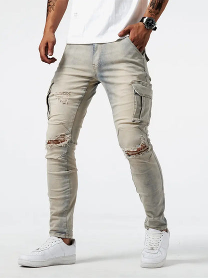 Jeans cargo décontracté homme style streetwear