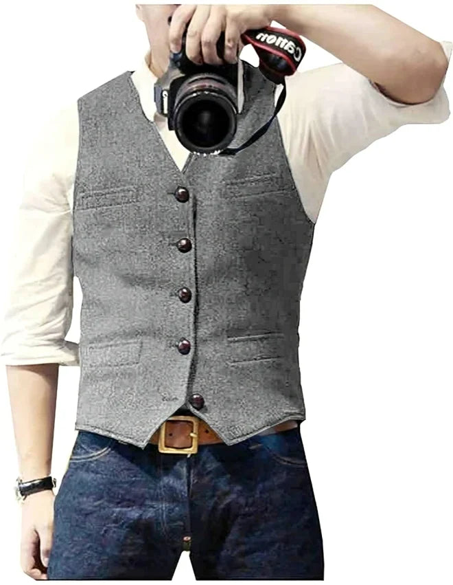 Gilet de costume homme col V coupe moderne ajustée