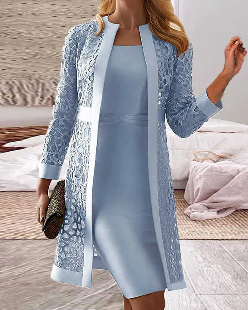 Gilet élégant pour femme 2 pièces effet dentelle