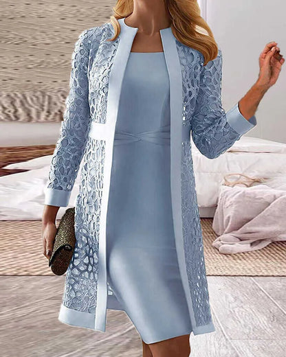 Gilet élégant pour femme 2 pièces effet dentelle