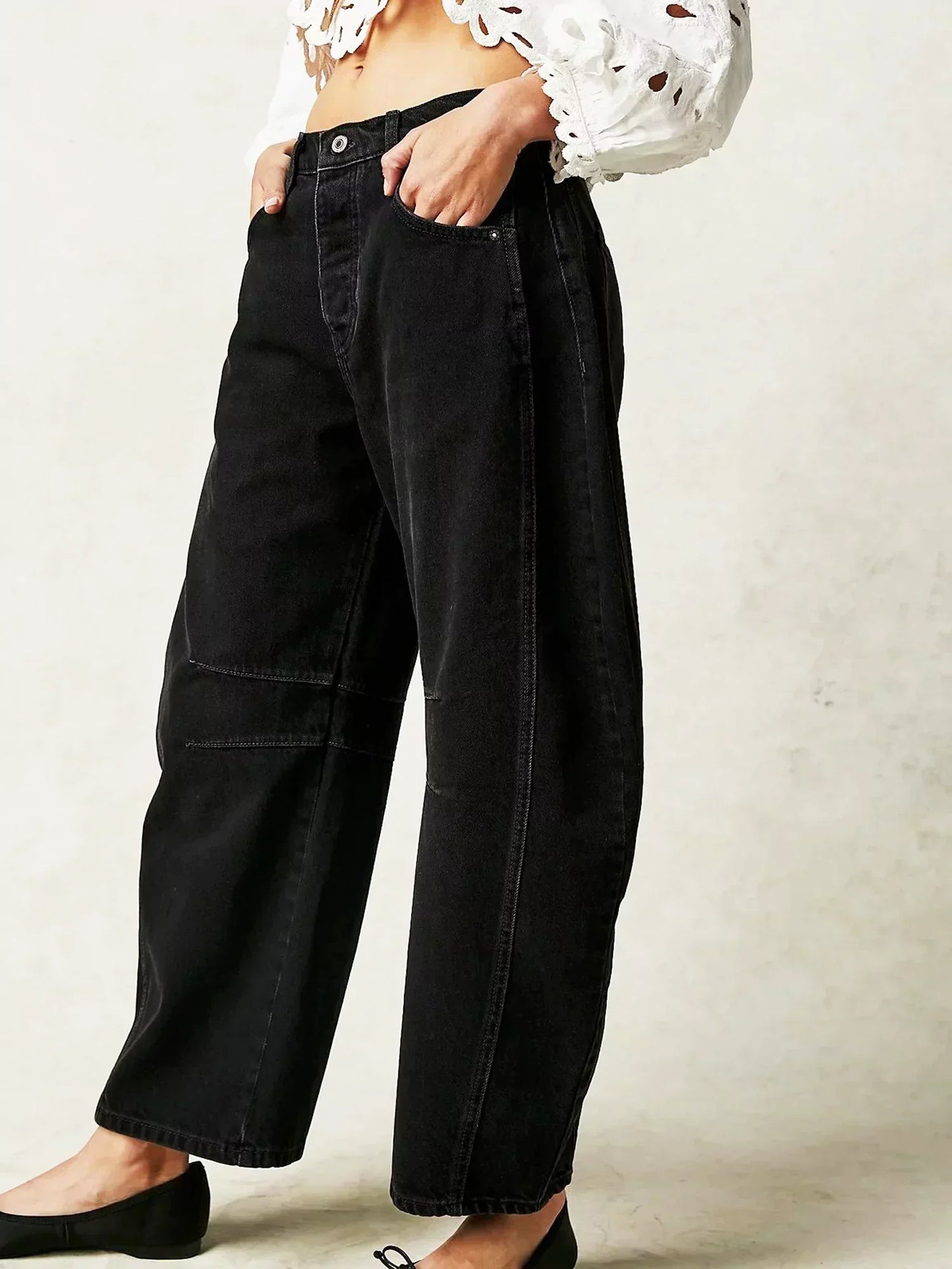 Jeans Large Coupe Imprimé Tendance pour Femme