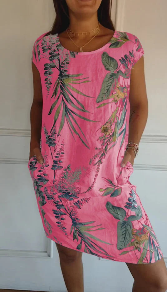 Robe pour femme col rond motif floral
