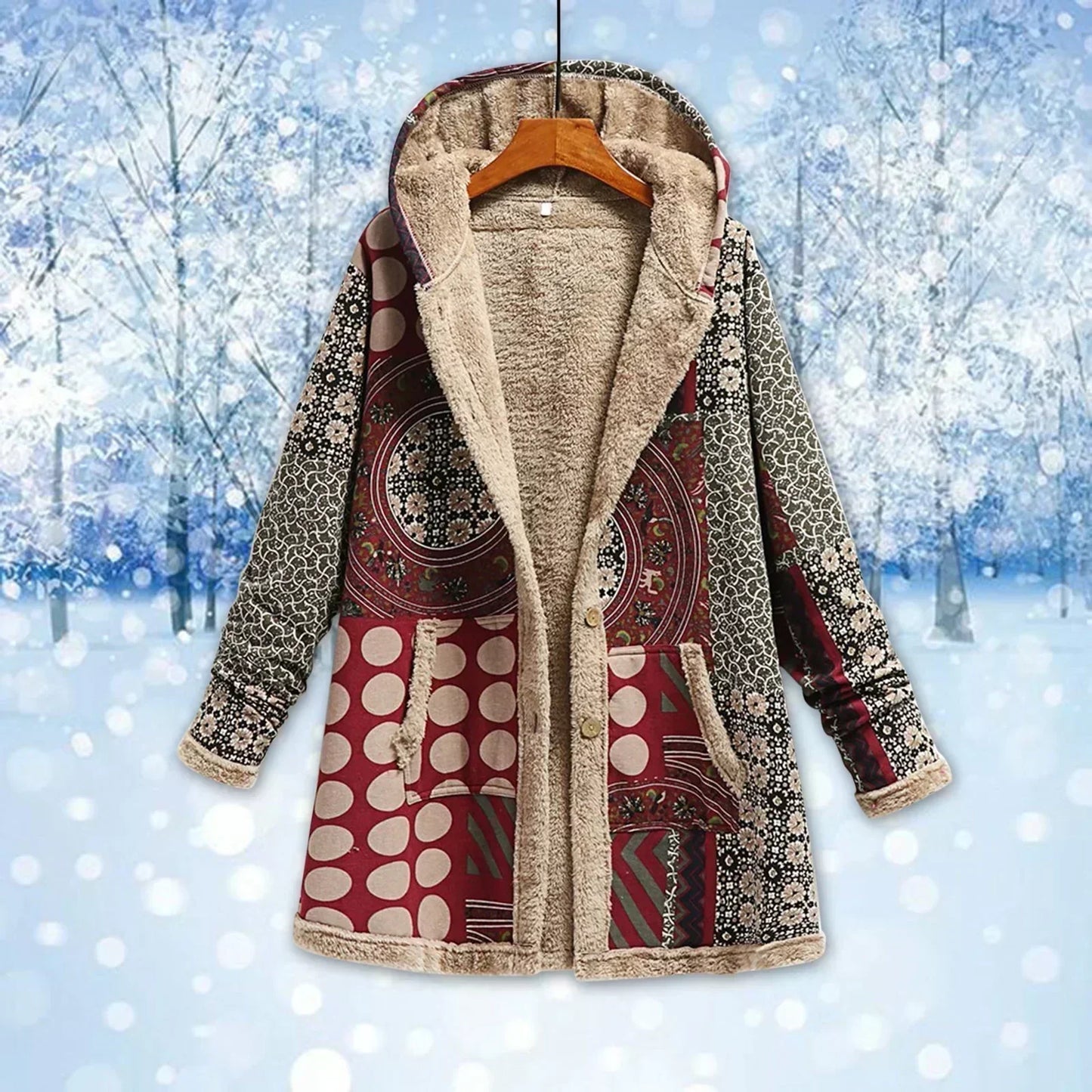 Veste polaire femme Manteau long à capuche Coupe décontractée