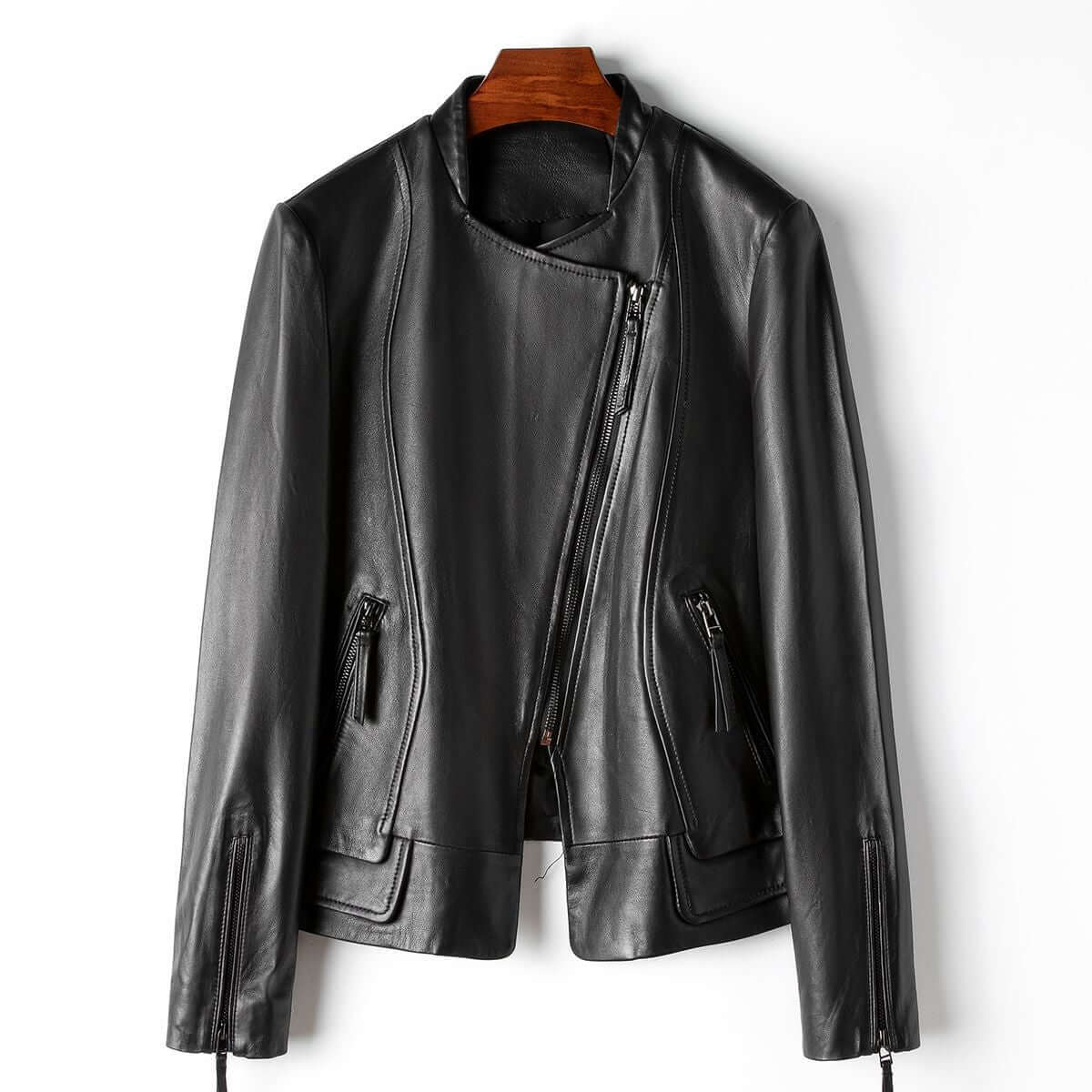 Veste en cuir élégante pour femme style tendance