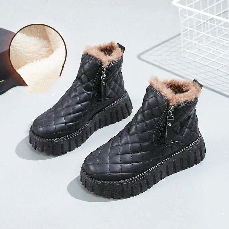 Bottines compensées femme Chaud Confortable Fermeture éclair