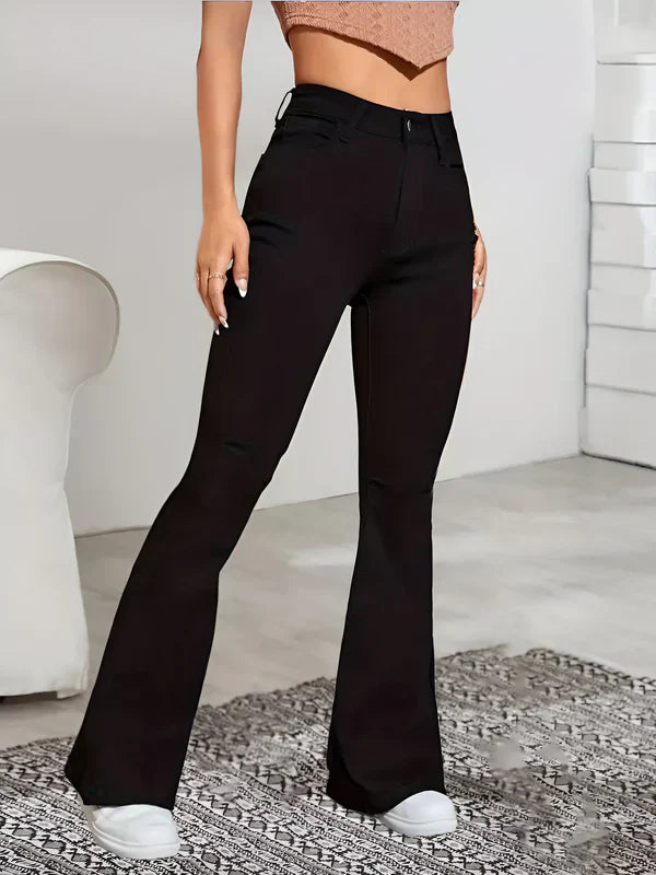 Jean slim évasé taille haute extensible pour femme