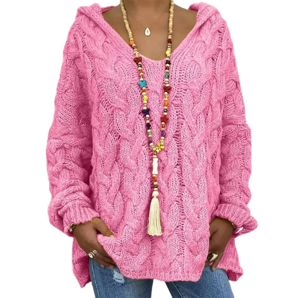 Sweat à capuche élégant pour femme avec col en V