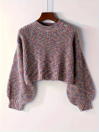Pull en maille côtelée court pour femme