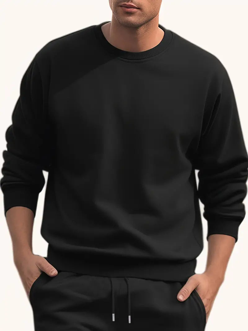 Einfarbiger Rundhals Pullover Männer - IdealeKleiden