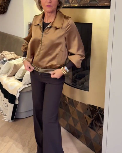 Veste courte brillante tendance à revers