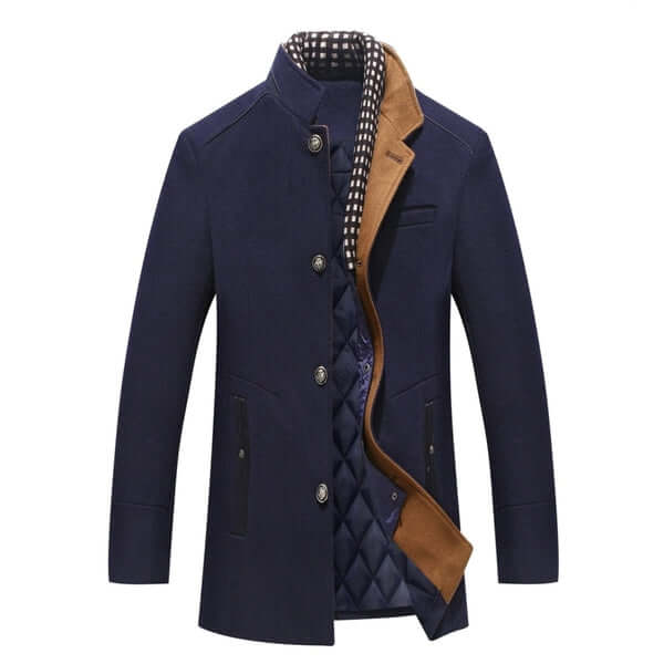 Manteau en laine pour homme Slim Fit Hiver Noir