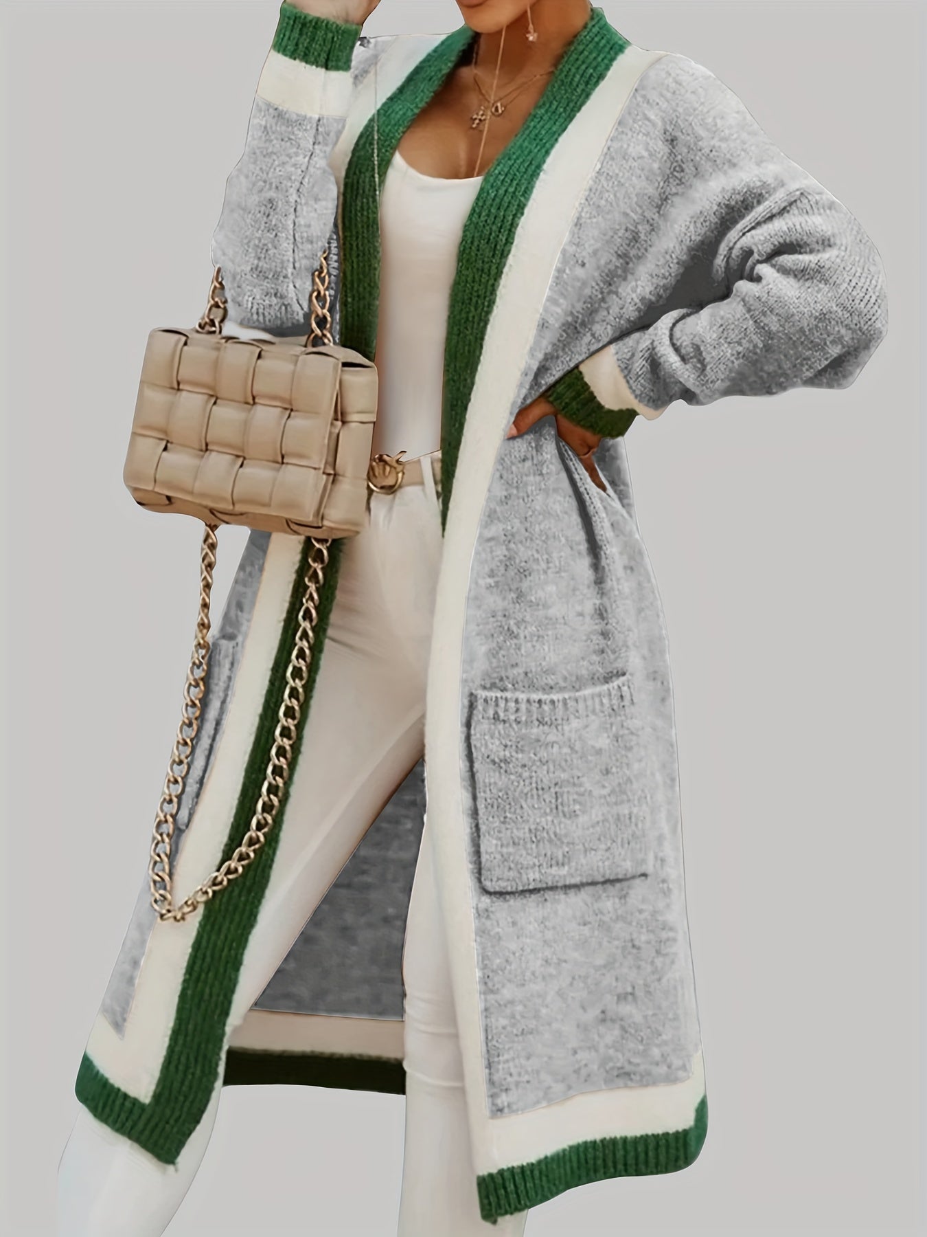 Long cardigan en maille élégant pour l'automne femme