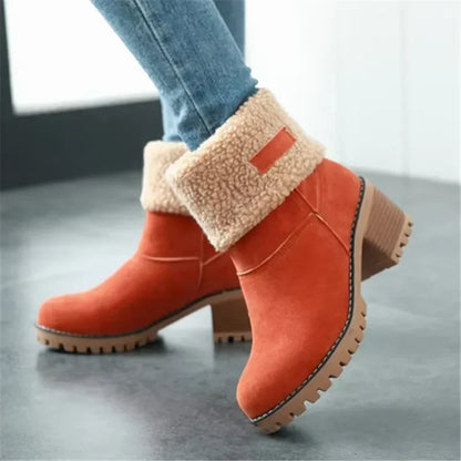 Bottes de neige élégantes en cuir, chaudes et confortables