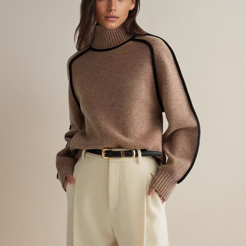 Frauen Rollkragen Pullover Übergröße Herbst - IdealeKleiden