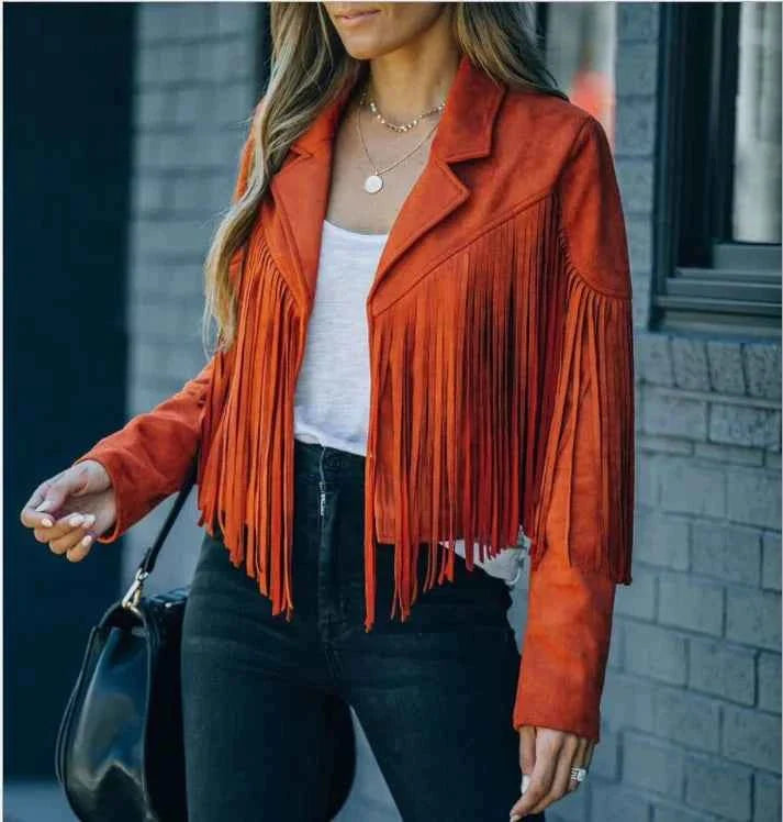 Veste en cuir pour femmes style western élégant