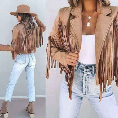 Veste en cuir pour femmes style western élégant