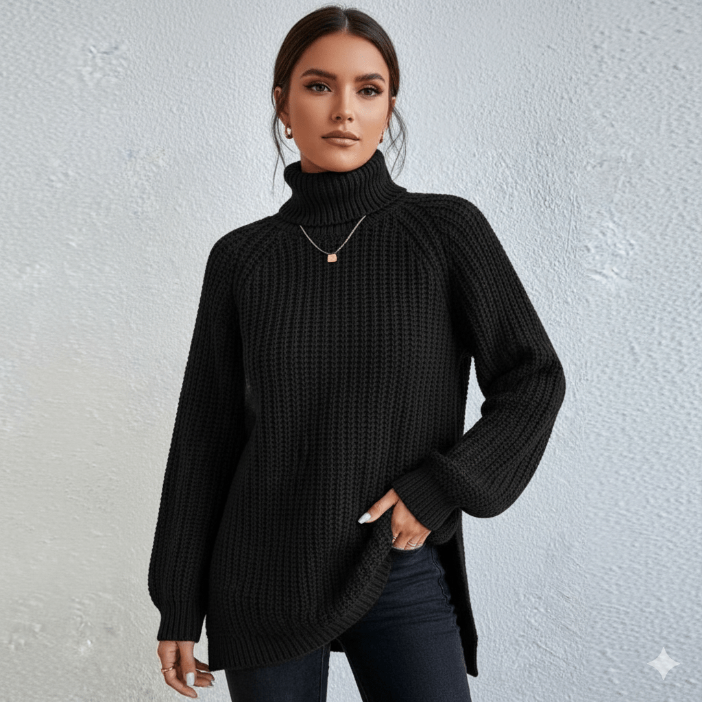 Damen Pullover Rollkragen Stilvoll - IdealeKleiden