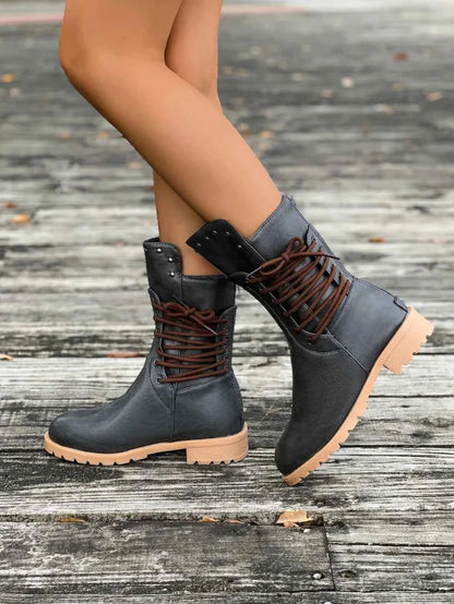 Bottes femme à lacets hauts
