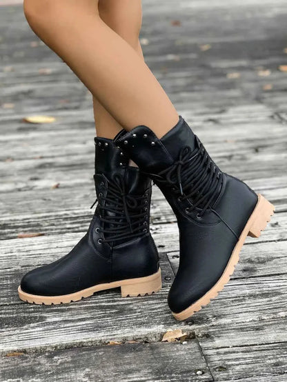 Bottes femme à lacets hauts