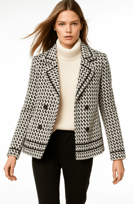 Gilet en maille pied-de-poule pour femmes