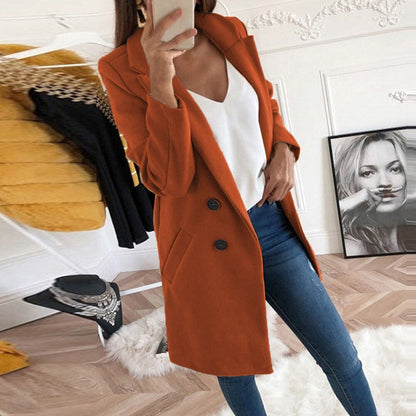 Manteau femme élégant fermeture boutonnée avec poches