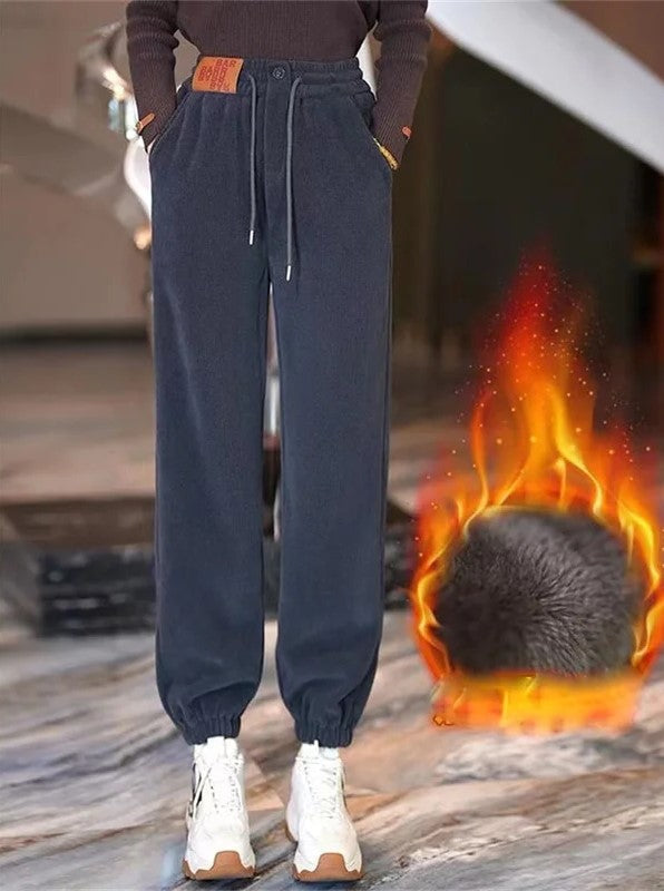 Pantalon d'hiver chaud doublé polaire Décontracté