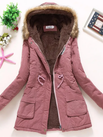 Parka slim chic à capuche pour femme