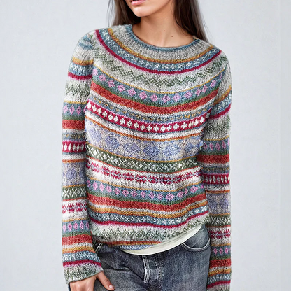 Pull en maille coloré à rayures pour femme