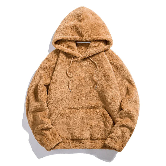 Pull à capuche en peluche doux effet velours