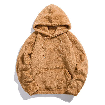 Pull à capuche en peluche doux effet velours
