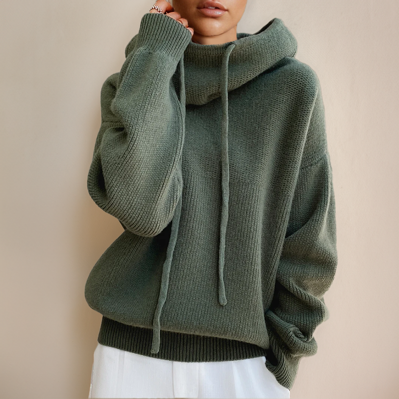 Pull en maille confortable pour femme à capuche