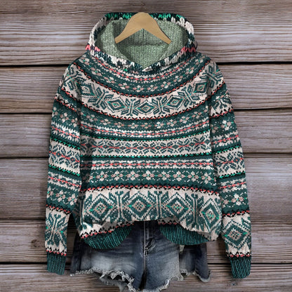 Kapuzenpullover Winterwarm Gestrickt Isländisch - IdealeKleiden