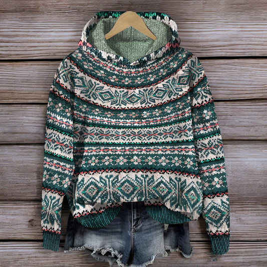 Kapuzenpullover Winterwarm Gestrickt Isländisch - IdealeKleiden