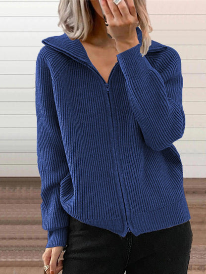 Cardigan épais en coton avec fermeture éclair